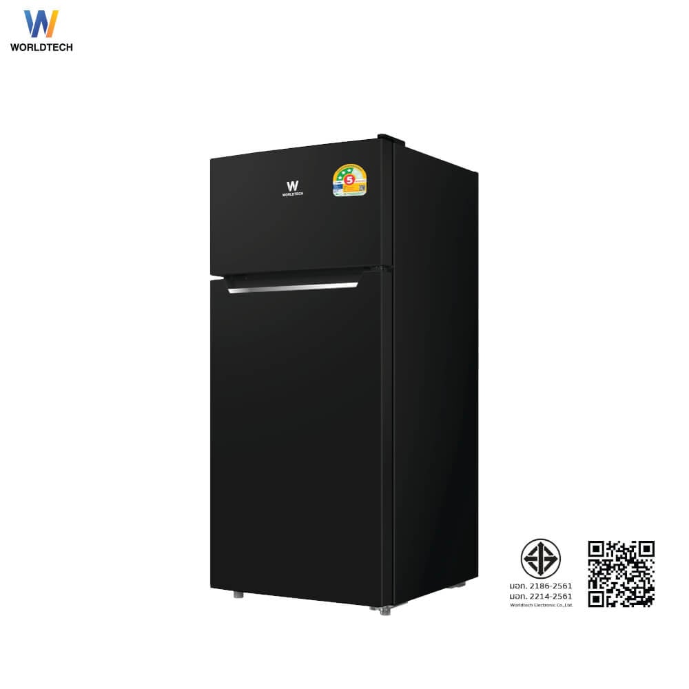 ตู้เย็น 2 ประตู WORLDTECH รุ่น WT-MRF-112 ขนาด 4 คิว ความจุ 112 ลิตร  สีดำ
